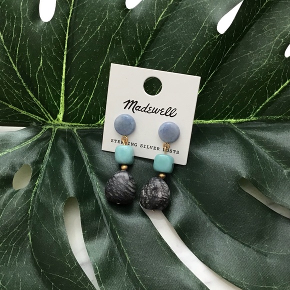 Madewell Earrings Semiprecious Stones New With Tag Rare Statement - Picture 7 of 8